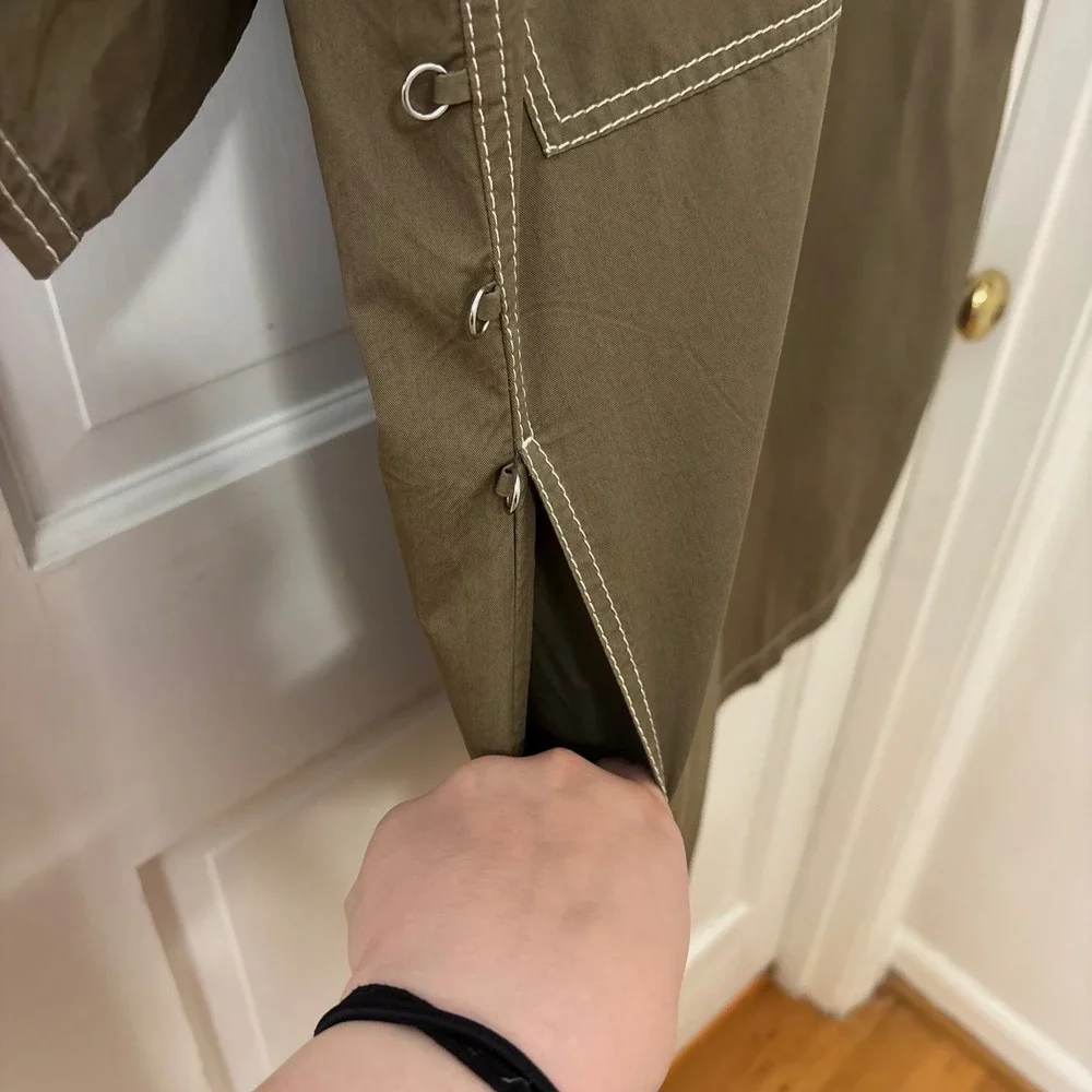 Tory Burch Boxy Cotton Shift Dress 12 Olive Green Utility Safari Gorpcore